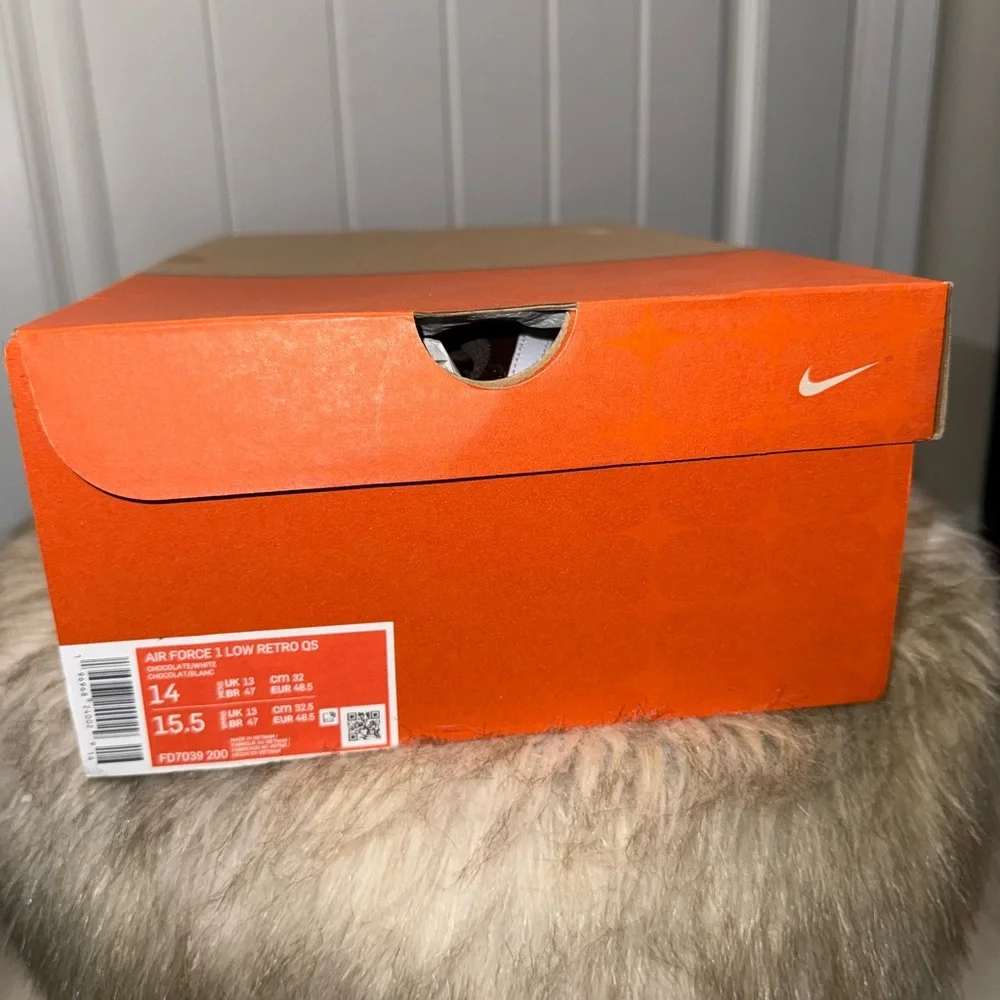 Nike Chocolate Brown and White Retro Air Force 1 Sneakers - Picture 7 of 8